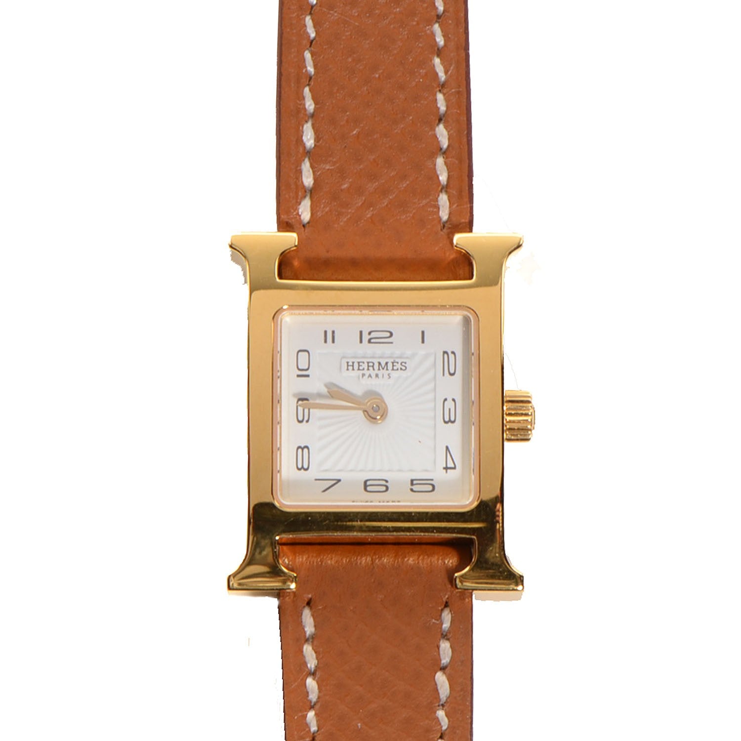 Hermes Stainless Steel Epsom 21mm Heure H Hour Quartz Watch Gold 1 of 10