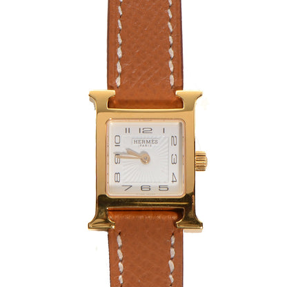 Hermes Stainless Steel Epsom 21mm Heure H Hour Quartz Watch Gold 1 of 10