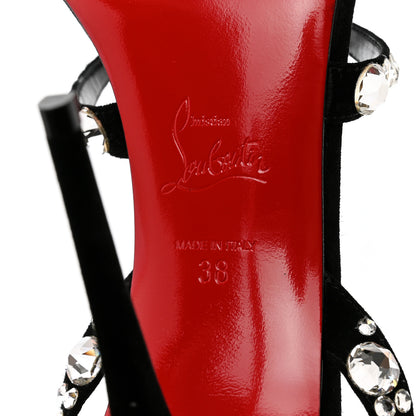 Christian Louboutin Veau Velours Crystal Embellished Emilie 100 Sandals 38 Black 7 of 9
