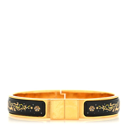 Hermes Enamel Printed Narrow Loquet Bracelet Black 1 of 5