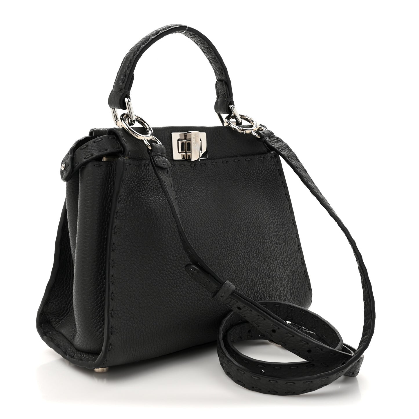 Cuoio Romano Selleria Bi-Color Mini Peekaboo Iconic Satchel Asfalto Latte