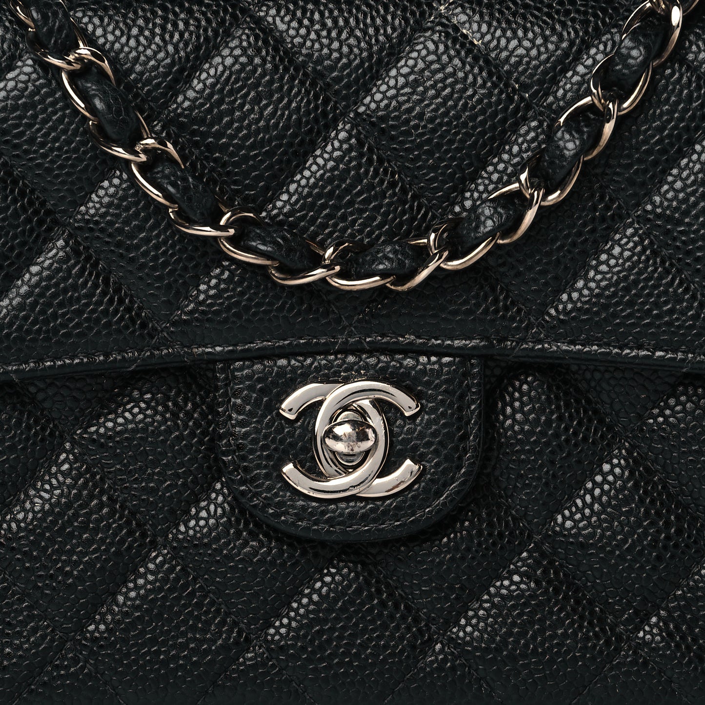 Caviar Quilted Mini Square Flap Black