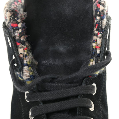 Chanel Suede Calfskin Goatskin Tweed High Top Sneakers 37 Black 11 of 13