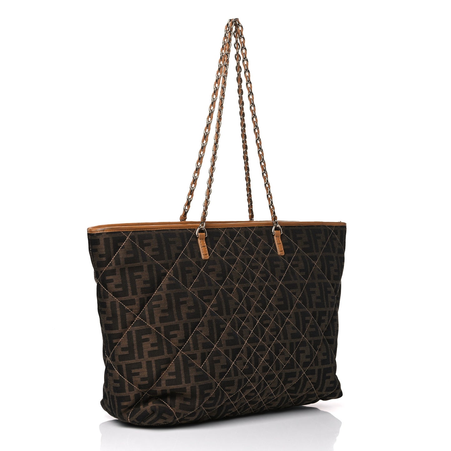 Zucca Quilted Chain Roll Tote Tobacco
