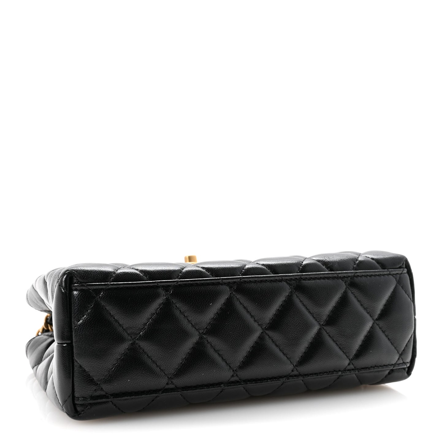 Shiny Aged Calfskin Quilted Nano Kelly Shopper Black