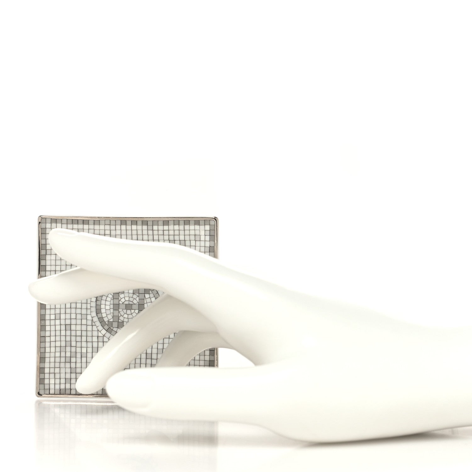Hermes Porcelain Mosaique Au 24 Platinum Square Plate N°1 2 of 6