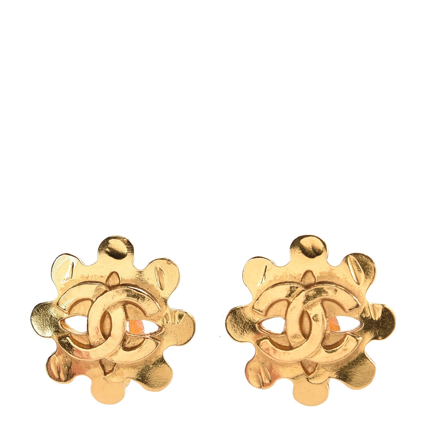 CC Flower Clip On Earrings Gold