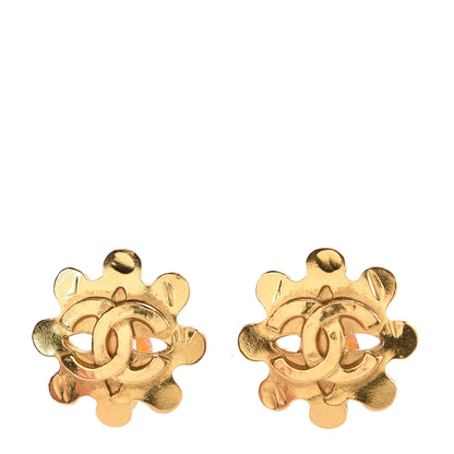 Chanel CC Flower Clip On Earrings Gold 1 of 4