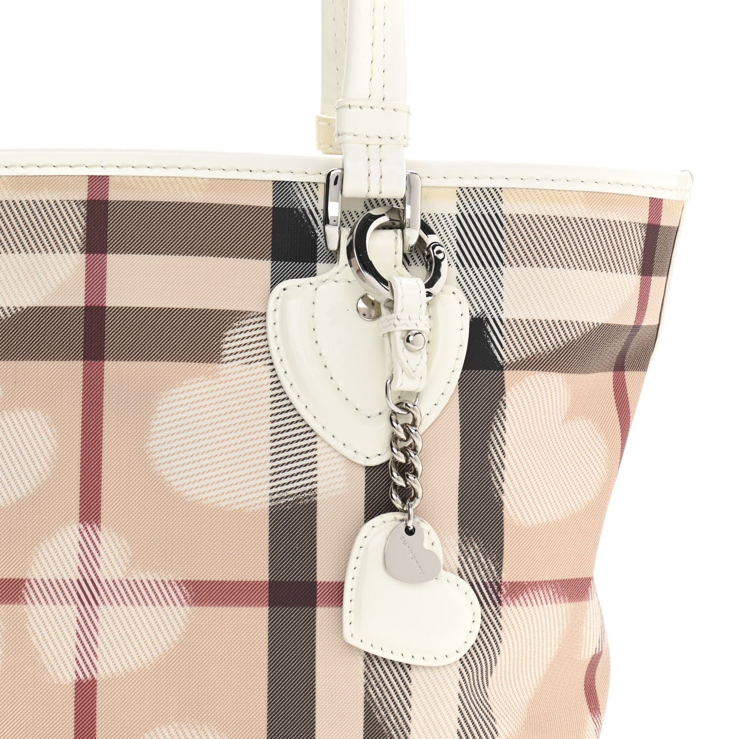 Burberry Supernova Check Hearts Small Nickie Tote White 8 of 10