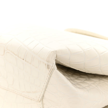 Bottega Veneta Calfskin Crocodile Embossed Doll Top Handle Bag White 11 of 17