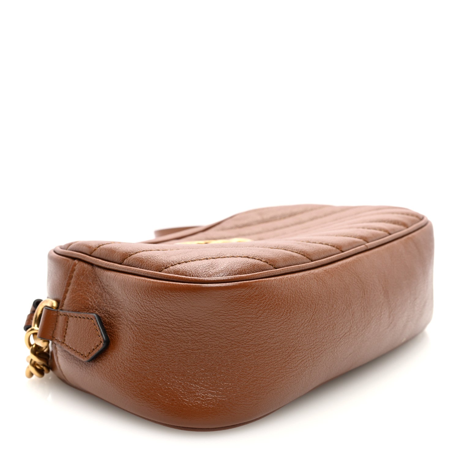 Gucci Glazed Calfskin Matelasse Diagonal Small GG Marmont Chain Shoulder Bag Cuir 4 of 10