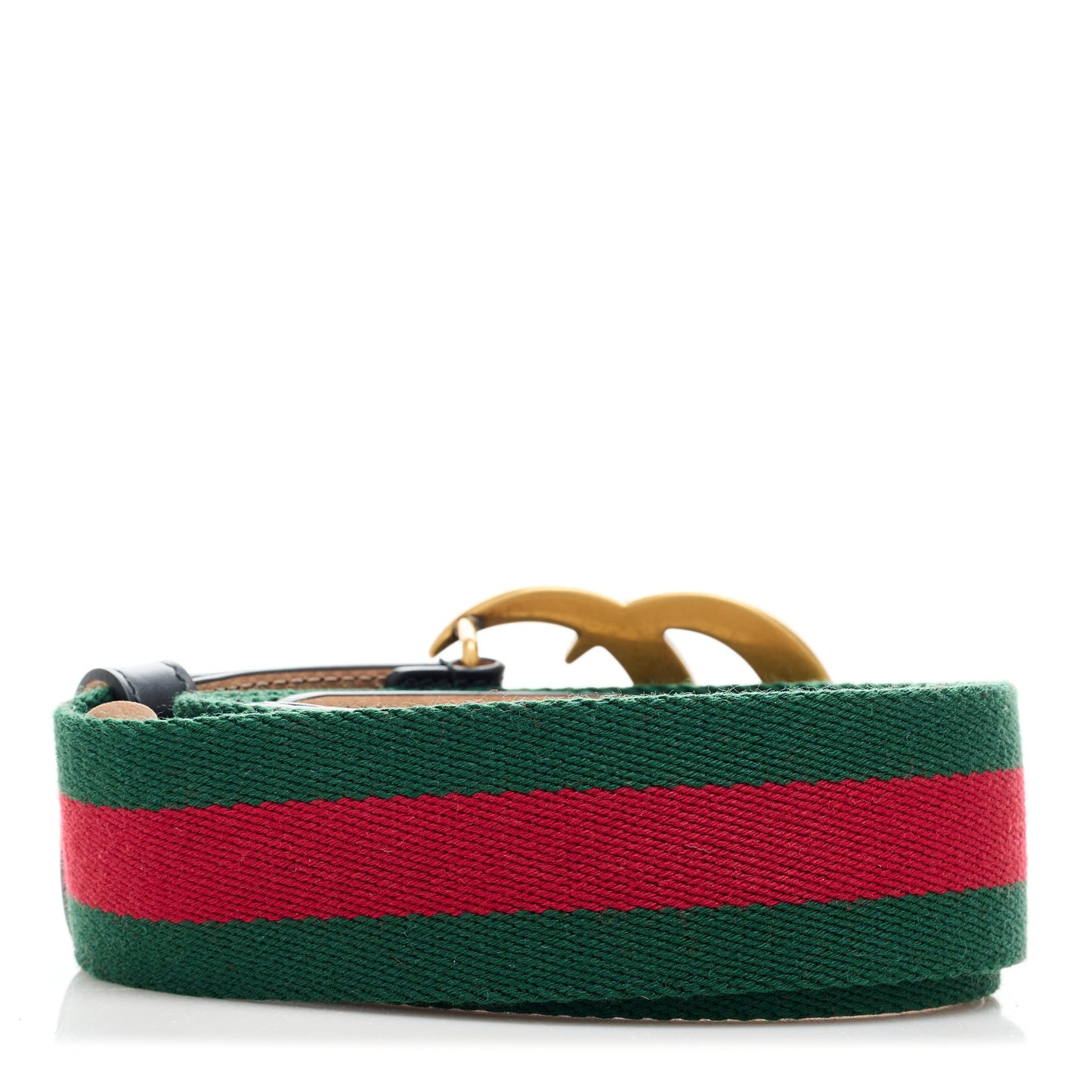 Nylon Textured Dollar Calfskin Double G Web 40mm Belt 90 36 Green Red Dark Cocoa