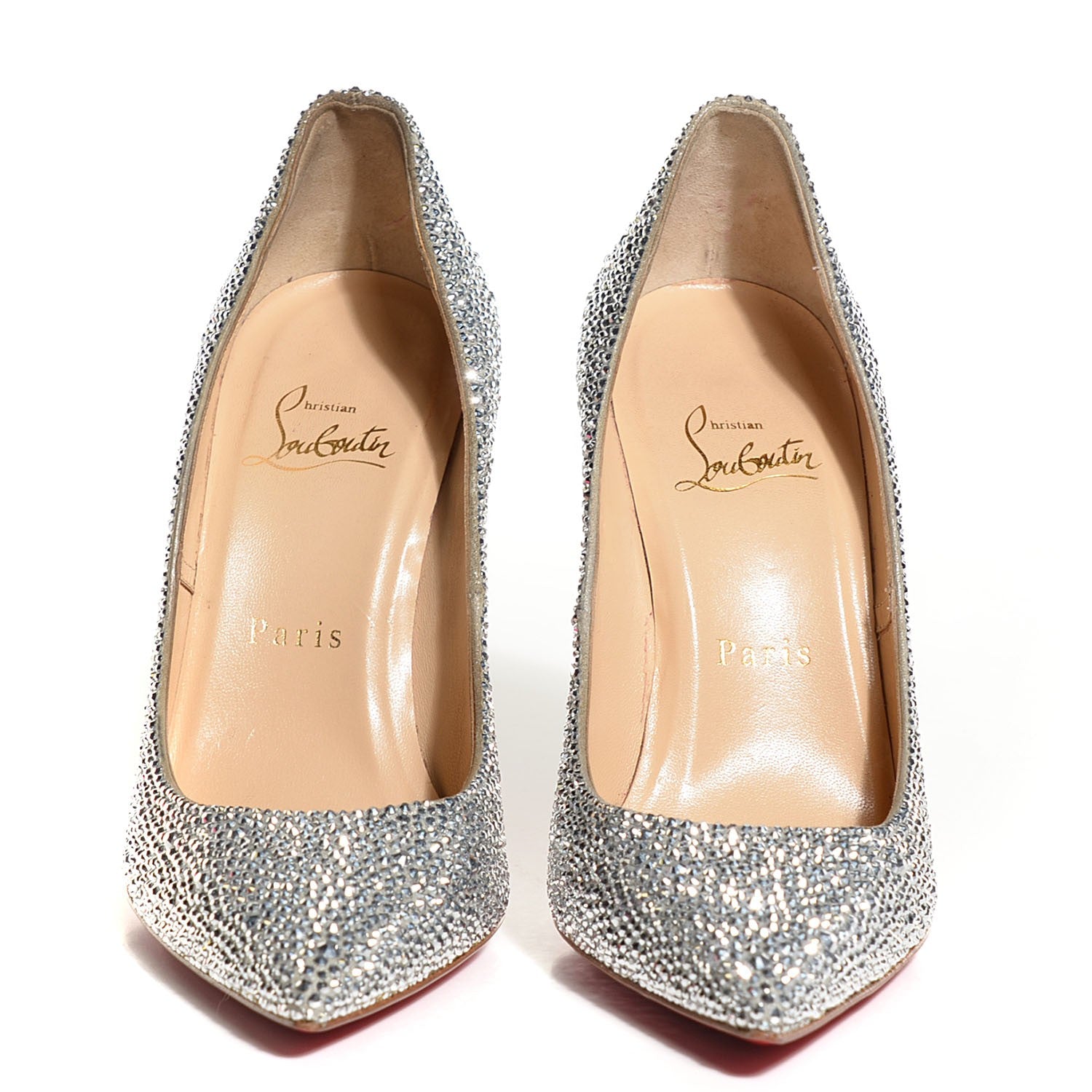 Christian Louboutin Suede Burma Strass Decollete 554 100 Pumps 37 Silver 2 of 7