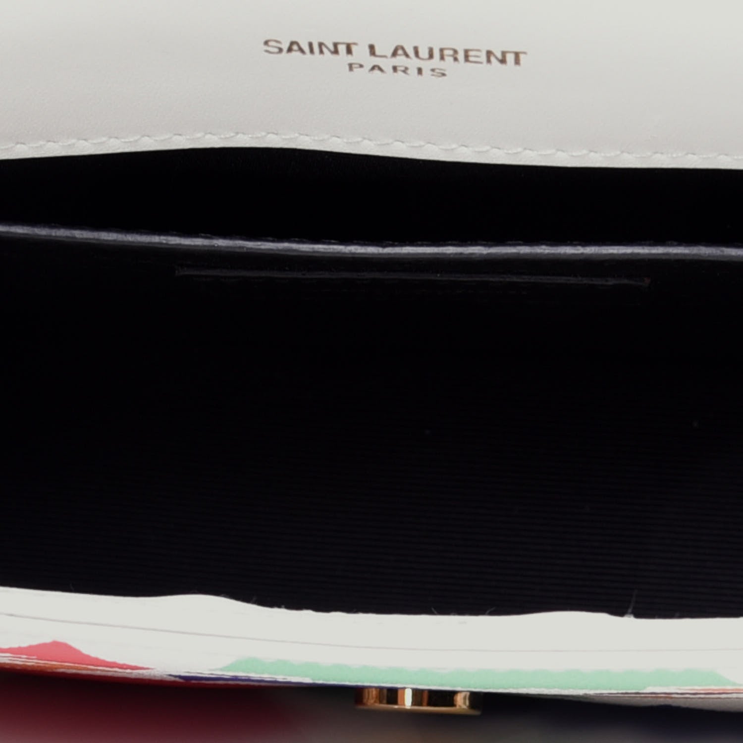 Saint Laurent Grain De Poudre Small Classic Monogram Shapes Print Kate Satchel White 5 of 9