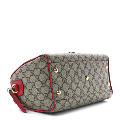 Gucci GG Supreme Monogram Kingsnake Heart Embroidered Small Boston Red 4 of 13