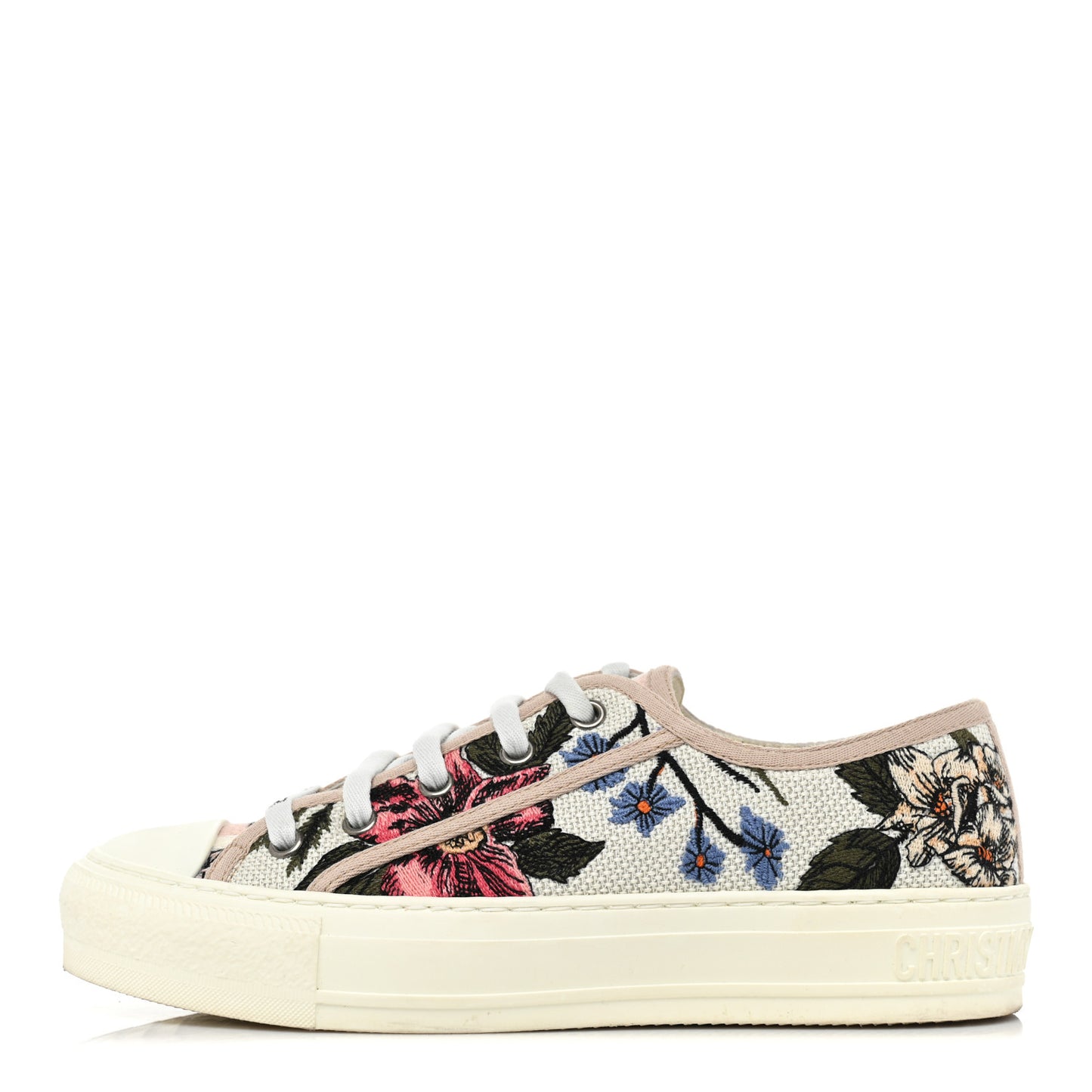 Canvas Rosa Mutabilis Embroidered Womens Walk'N'Dior Low Top Sneakers 36.5 Multicolor