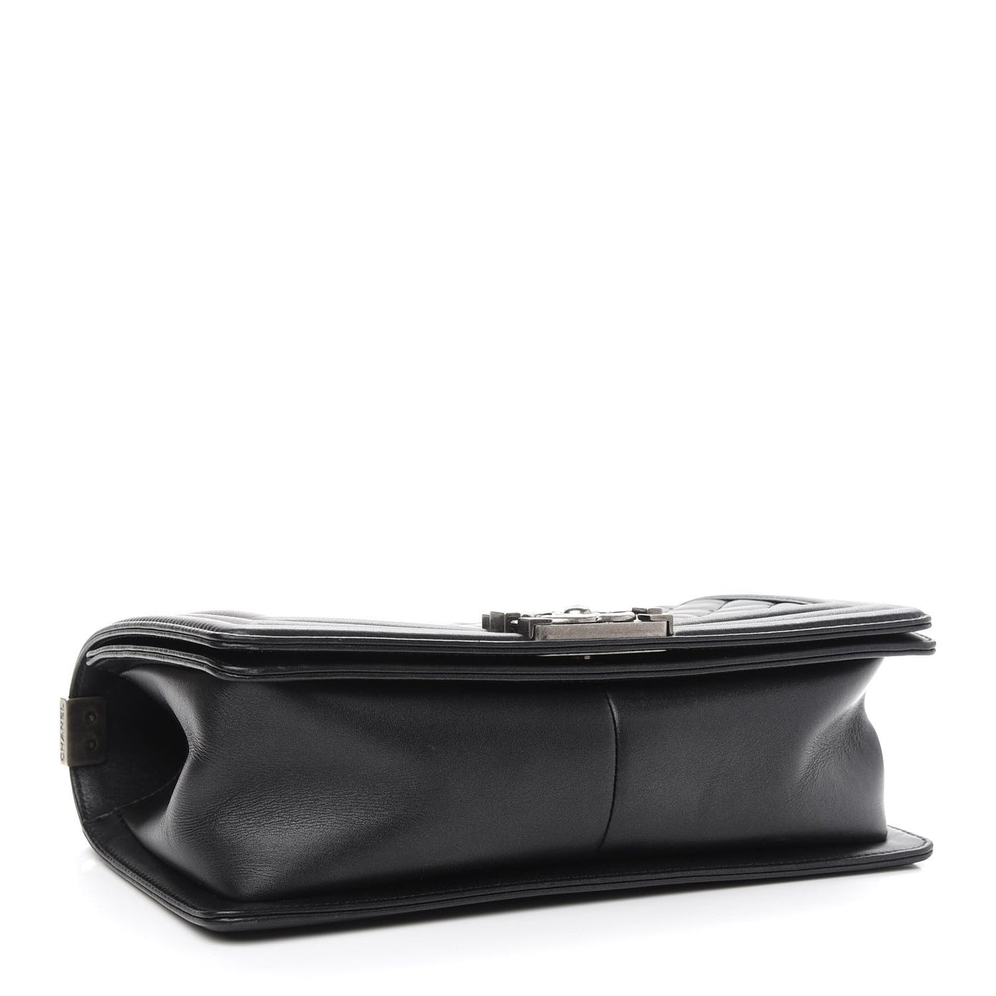Metallic Calfskin Quilted Medium Boy Flap Black