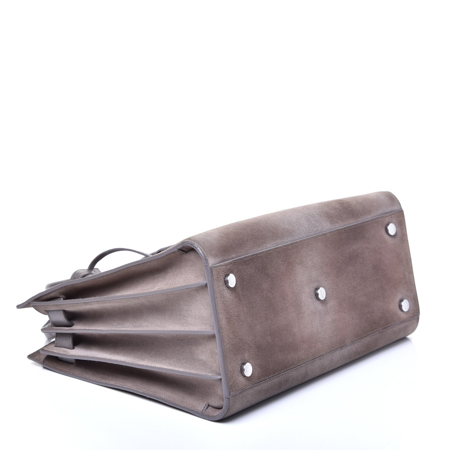 Saint Laurent Suede Crocodile Embossed Small Sac de Jour Gray 4 of 12