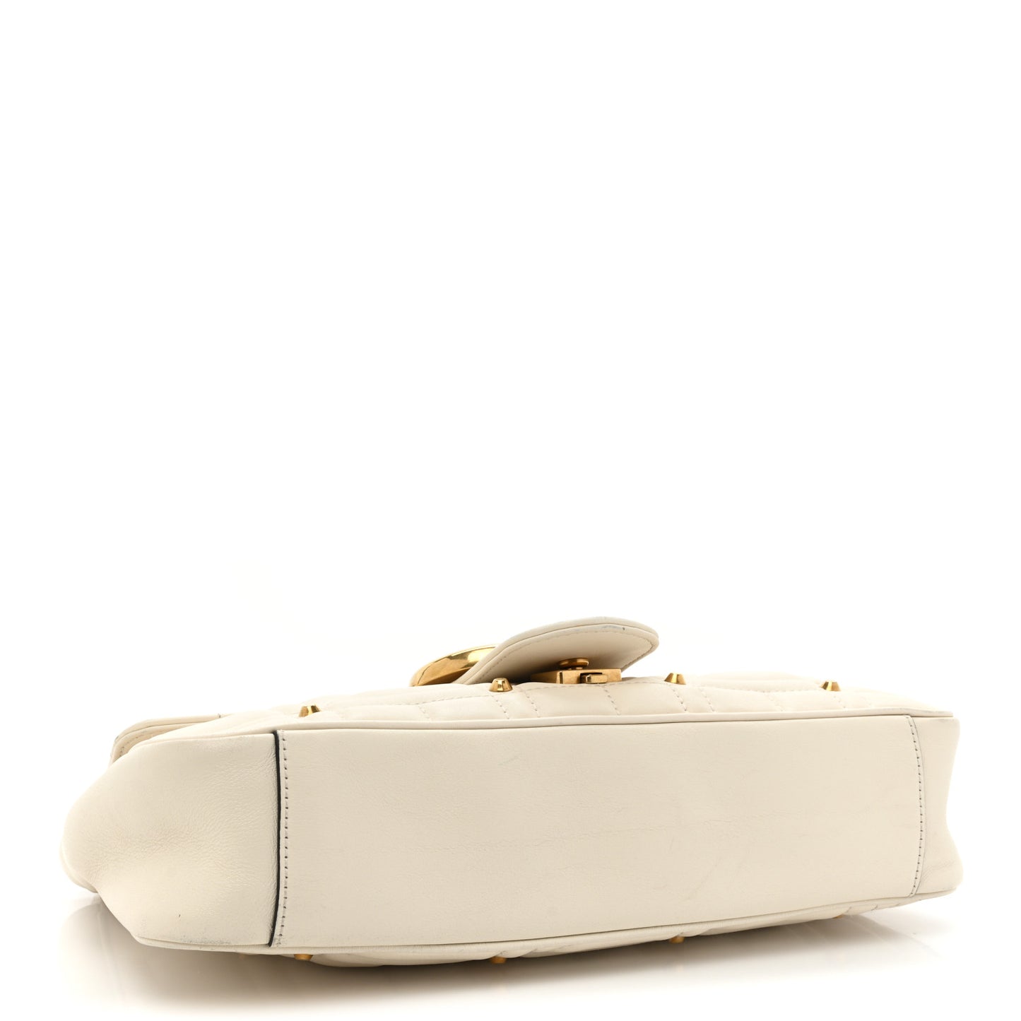 Calfskin Matelasse Studded Medium GG Marmont Shoulder Bag White