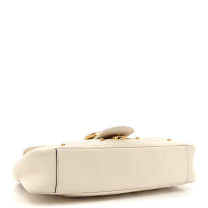 Gucci Calfskin Matelasse Studded Medium GG Marmont Shoulder Bag White 4 of 19