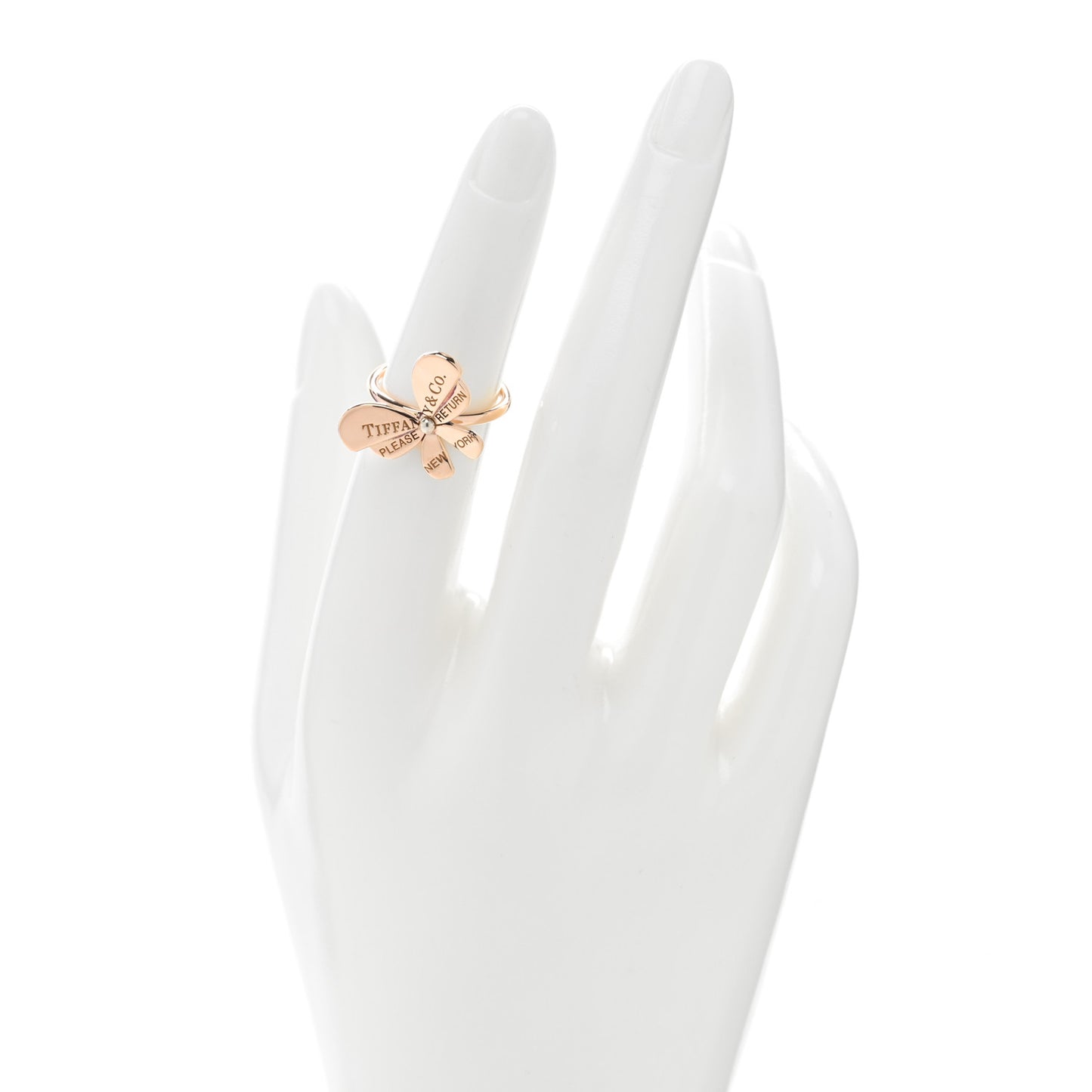 18K Rose Gold Sterling Silver Return to Tiffany Love Bugs Butterfly Ring 49 5
