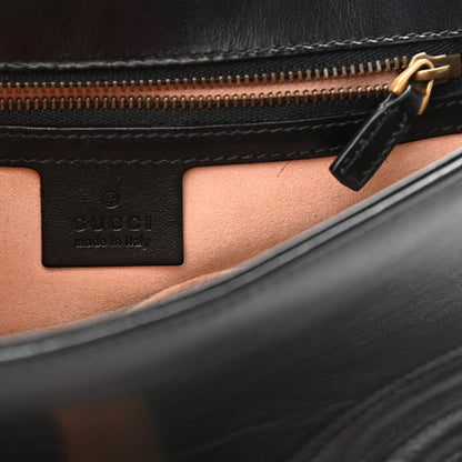 Gucci Calfskin Matelasse Small GG Marmont Top Handle Shoulder Bag Black 6 of 11