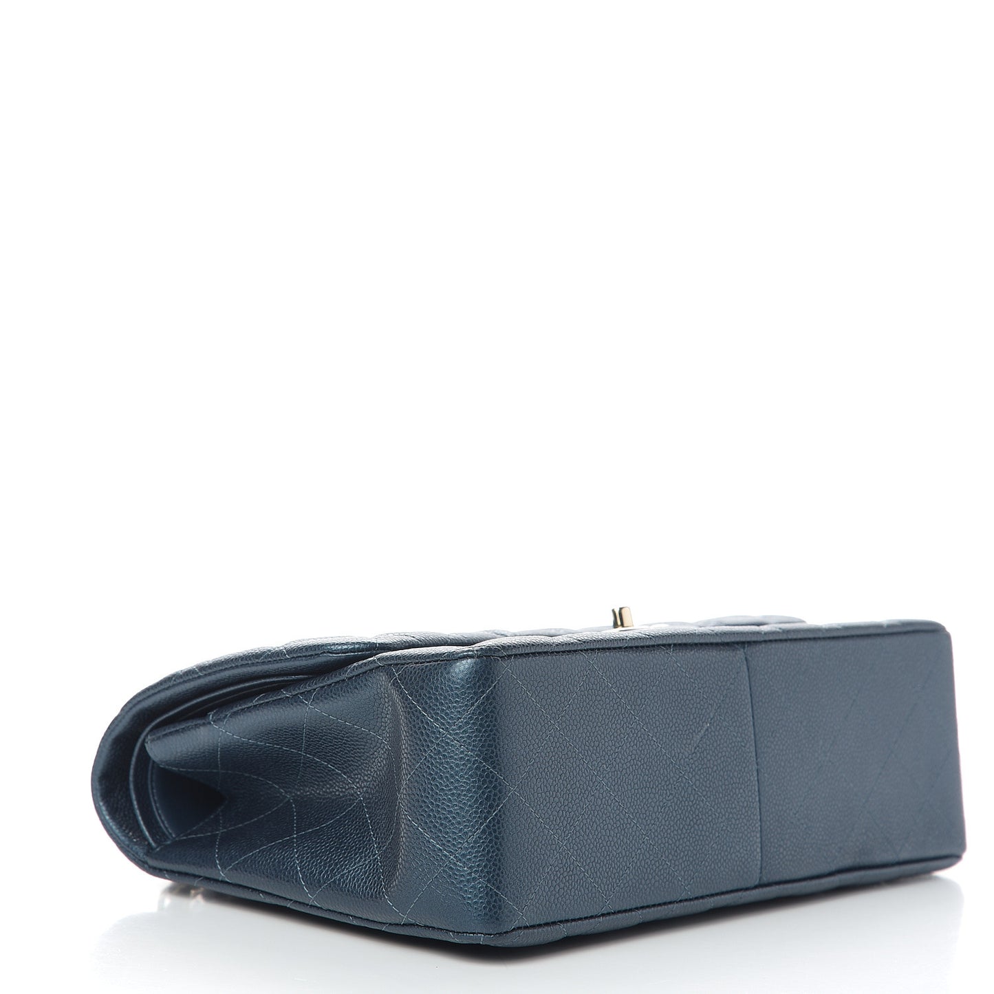Iridescent Caviar Quilted Jumbo Double Flap Dark Blue