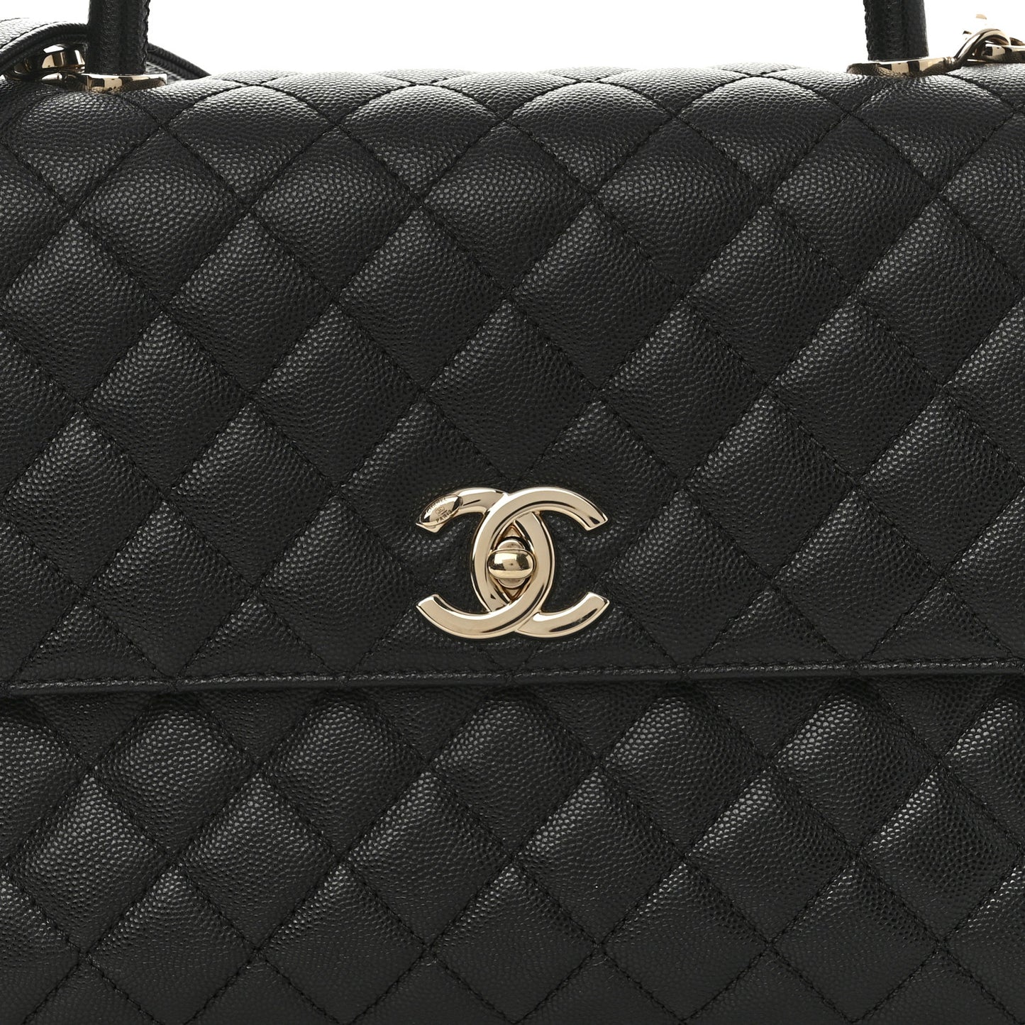 Caviar Quilted Medium Coco Handle Flap Black