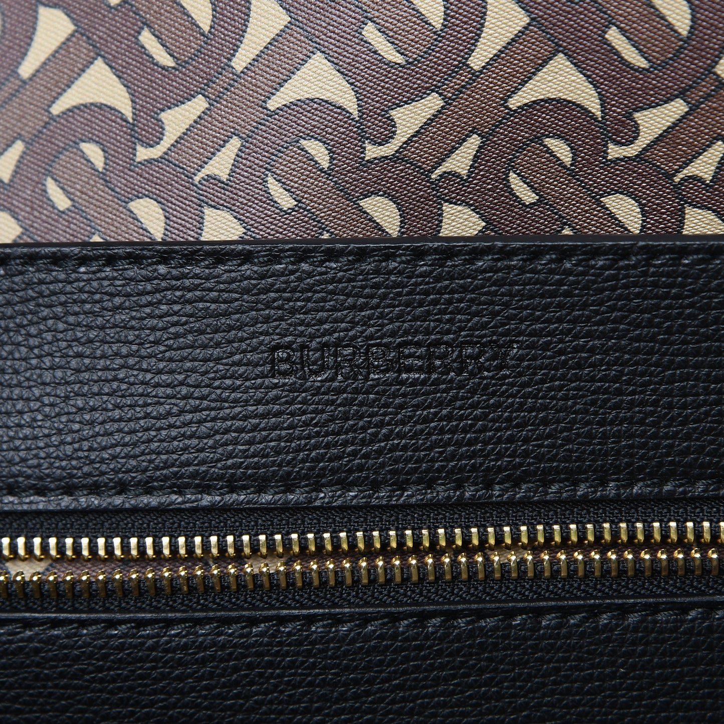 Calfskin TB Motif Embossed Medium Tote Black