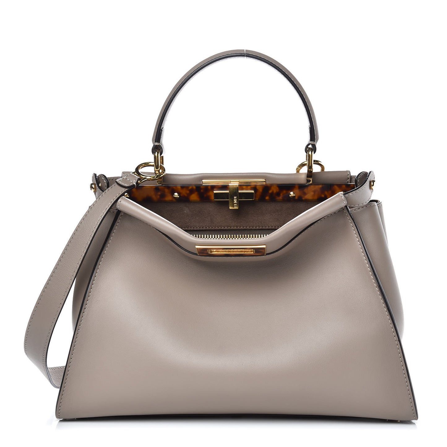 Vitello Seta Plexiglass Tortoise Medium Peekaboo Iconic Satchel Tortora