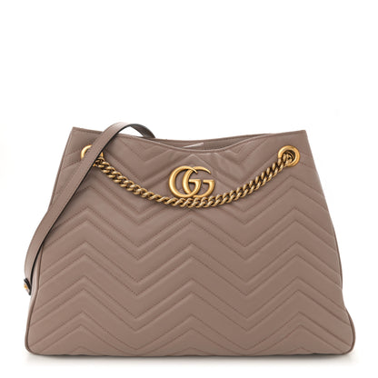 Gucci Calfskin Matelasse Medium GG Marmont Shoulder Tote Bag Porcelain Rose 1 of 13
