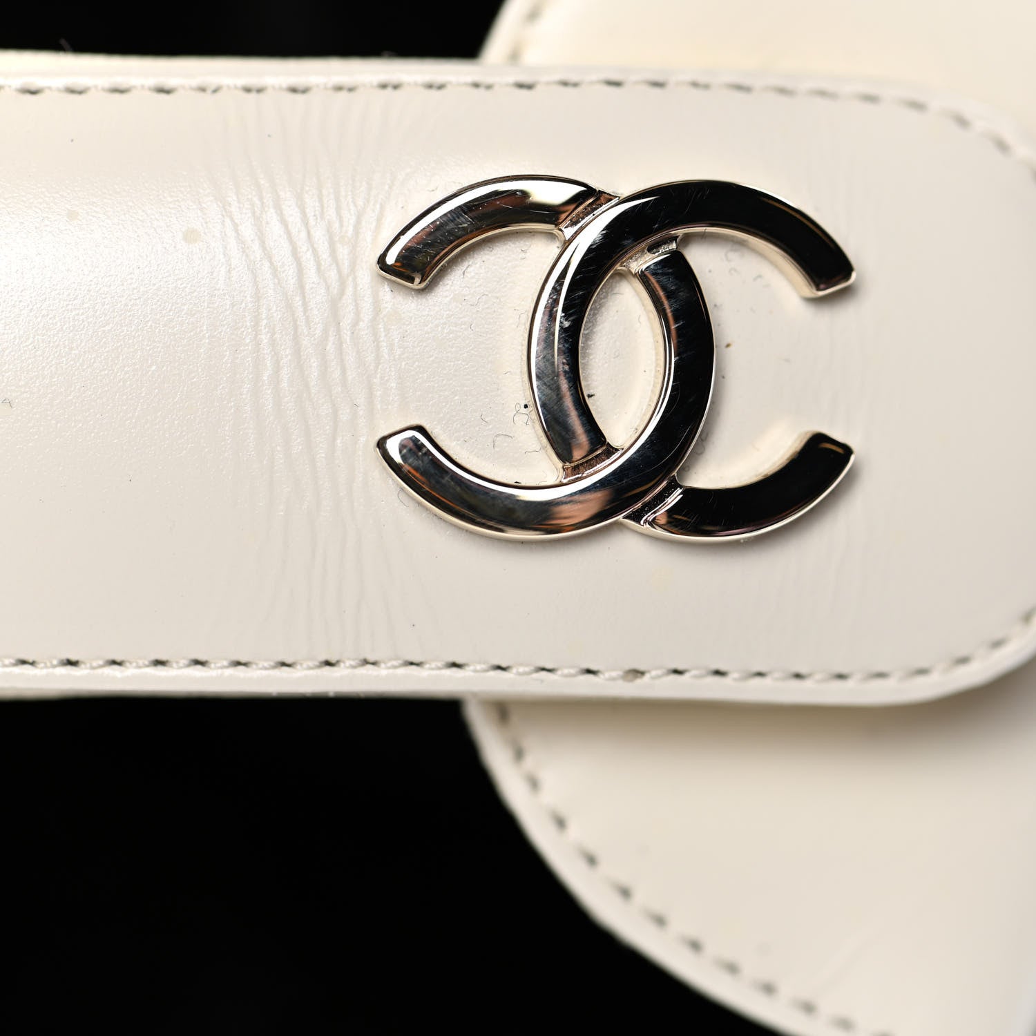 Chanel Shiny Calfskin Logo Platform Sandals 39 Ivory 13 of 16