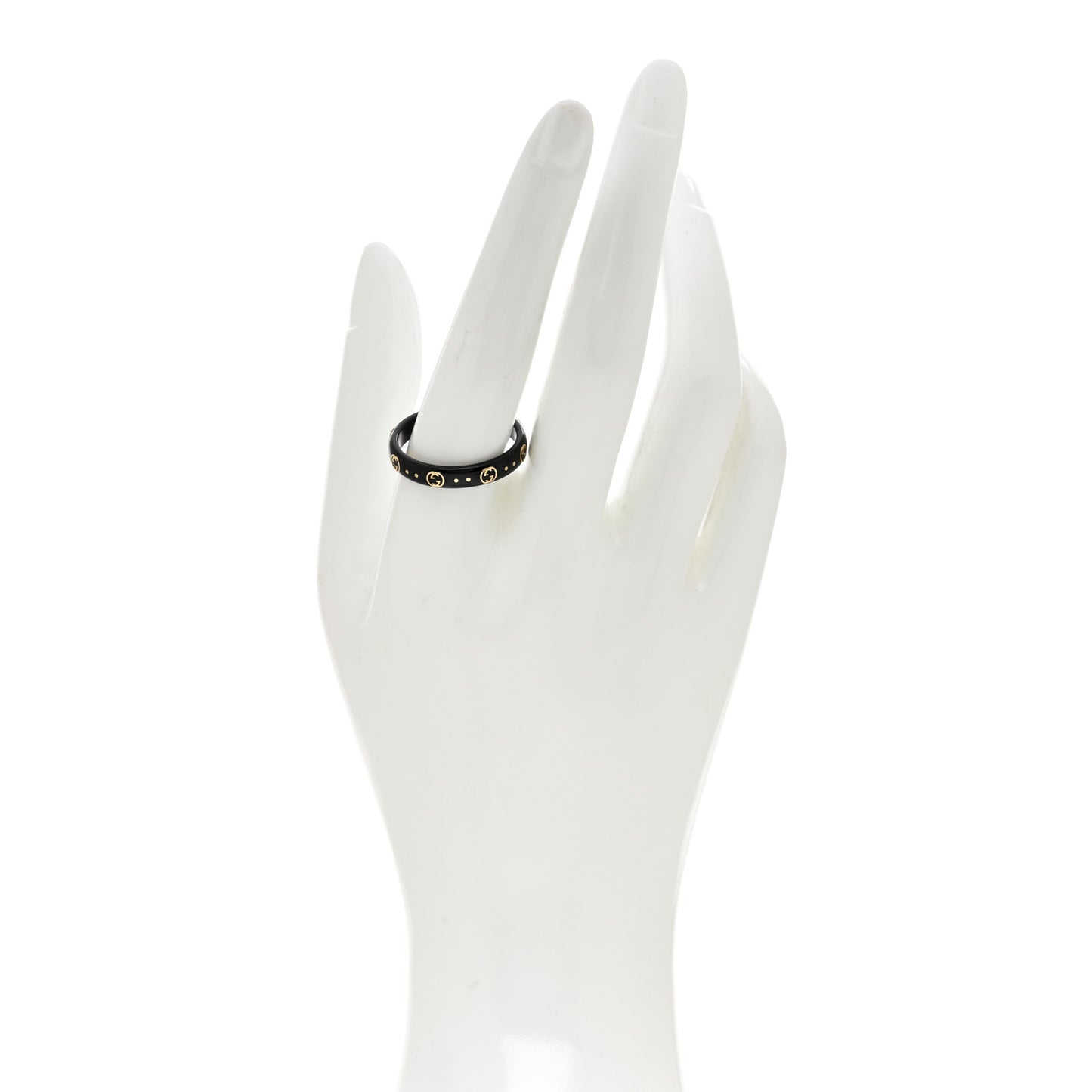 18K Yellow Gold Synthetic Corundum Icon Ring Black 64 10.75