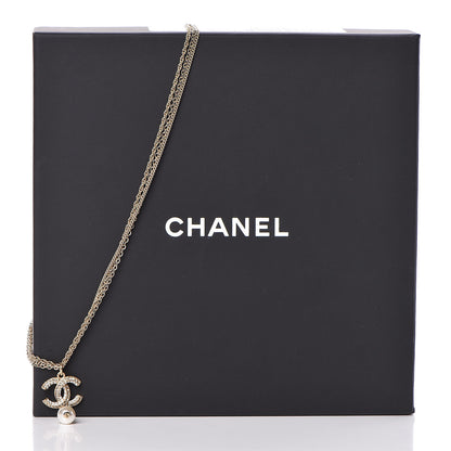 Chanel Pearl Crystal CC Drop Necklace Gold 5 of 5