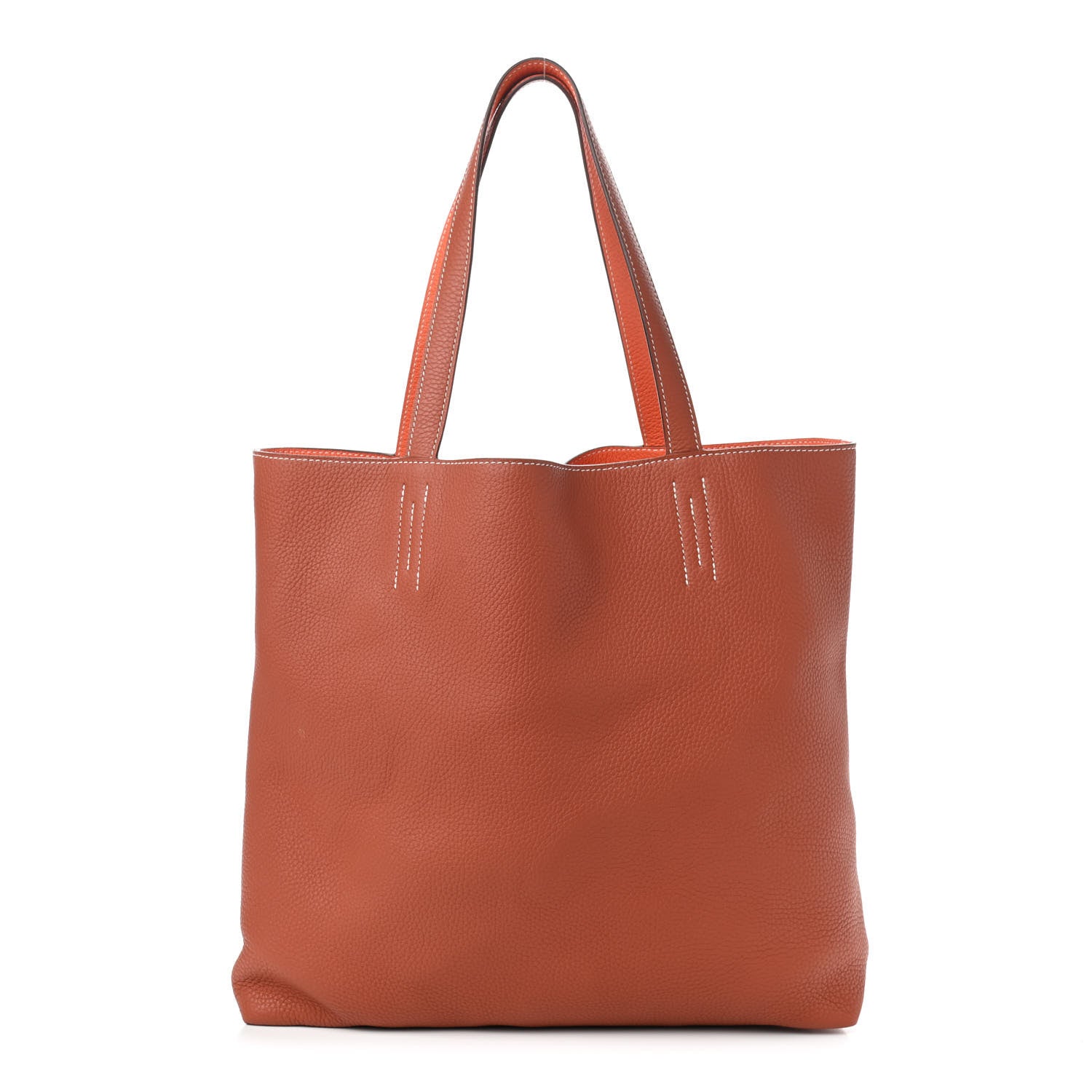 Hermes Taurillon Clemence Double Sens 36 Reversible Tote Orange Sanguine 2 of 16