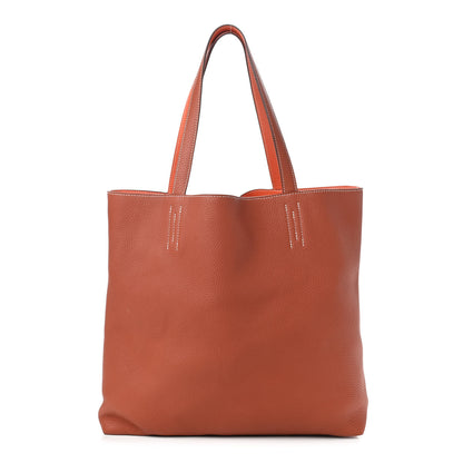 Hermes Taurillon Clemence Double Sens 36 Reversible Tote Orange Sanguine 2 of 16
