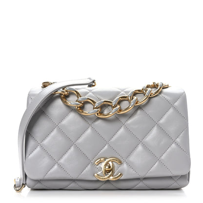 Chanel Lambskin Quilted Medium Color Match Flap Grey 1 of 10