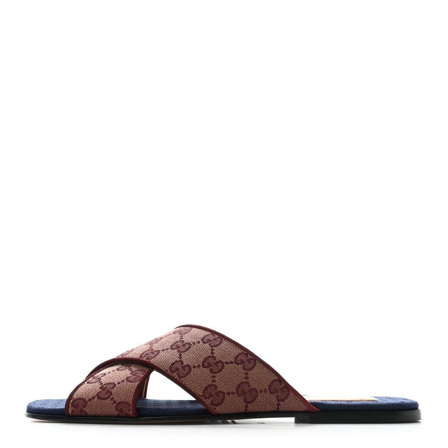 Canvas GG Monogram Mens Criss Cross Slide Sandals 8 Sahara Rubino Chardonnay