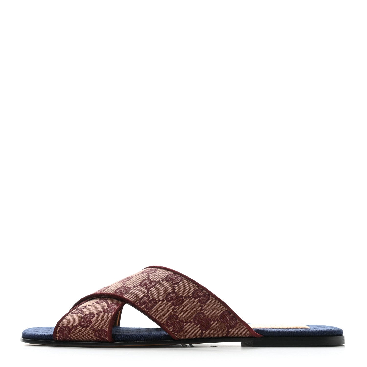 Gucci Canvas GG Monogram Mens Criss Cross Slide Sandals 8 Sahara Rubino Chardonnay 1 of 8