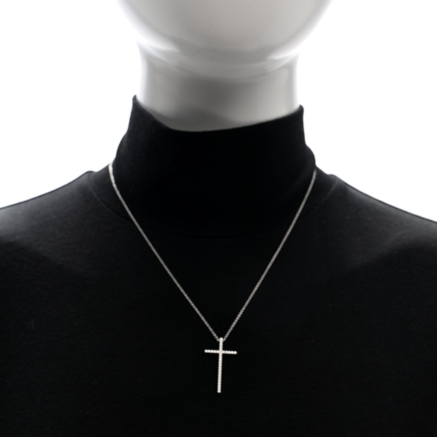 18K White Gold Diamond Metro Cross Pendant Necklace