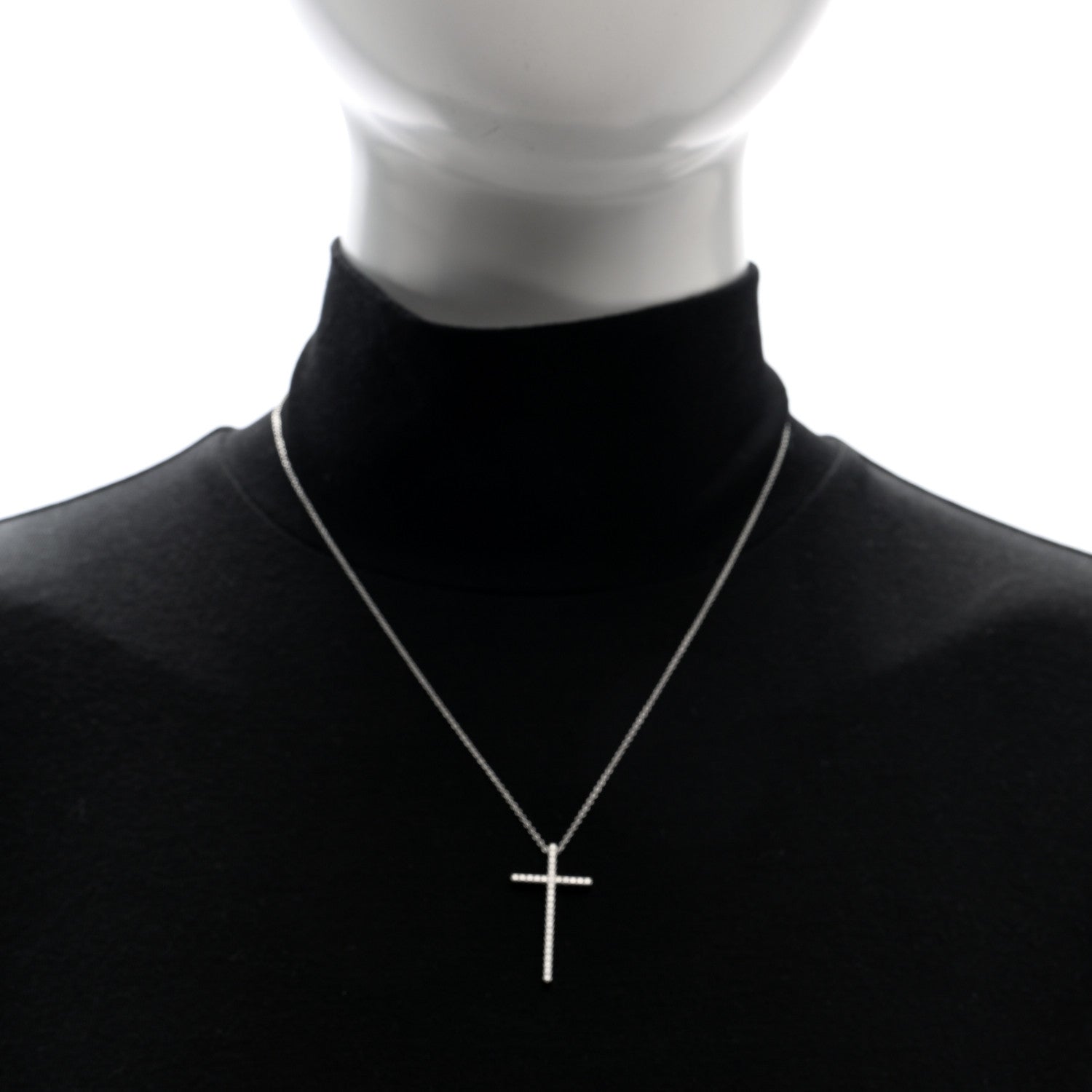 Tiffany 18K White Gold Diamond Metro Cross Pendant Necklace 2 of 4