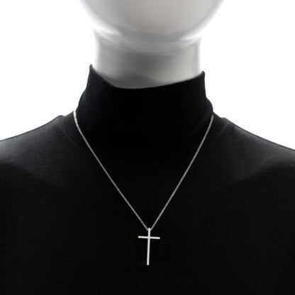 Tiffany 18K White Gold Diamond Metro Cross Pendant Necklace 2 of 4
