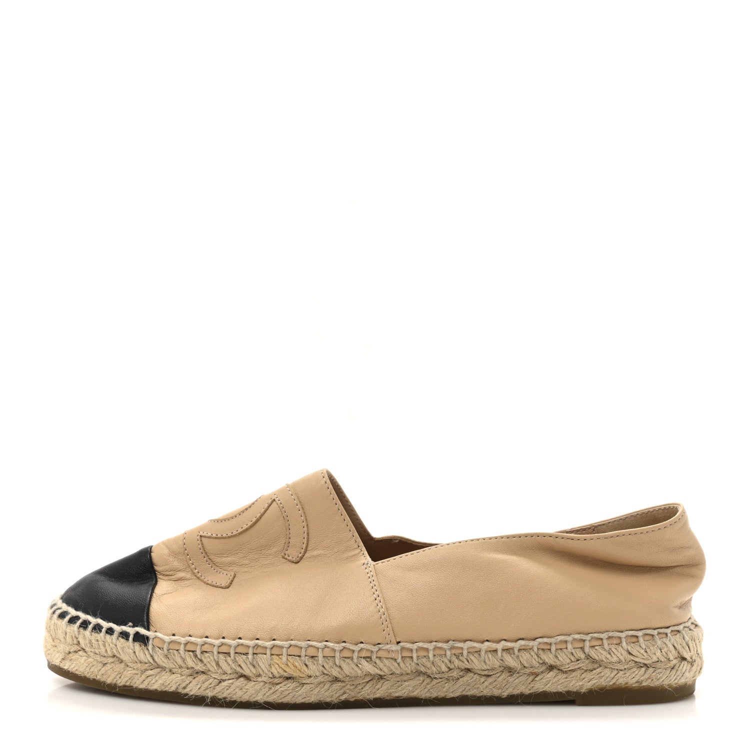 Chanel Lambskin CC Espadrilles 38 Beige Black 1 of 10
