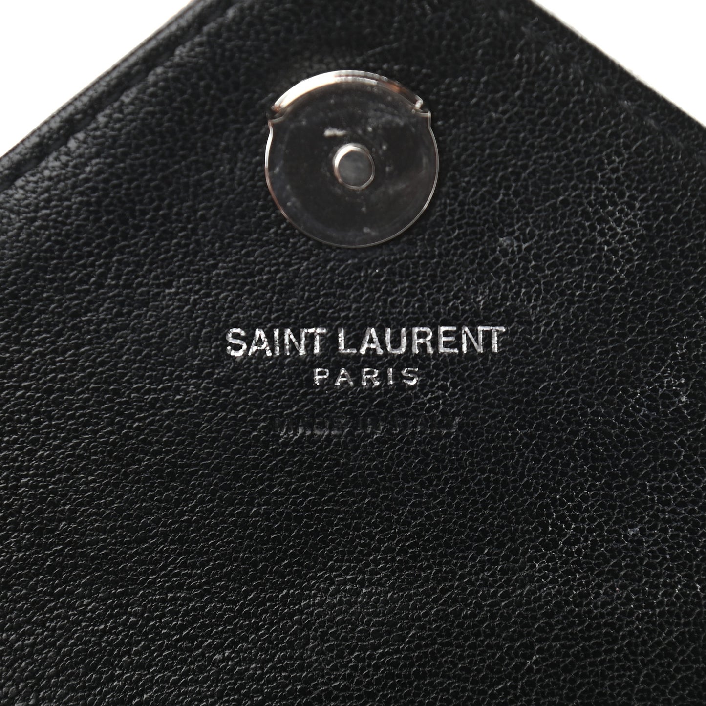Sheepskin Matelasse Chevron Monogram College Chain Wallet Black