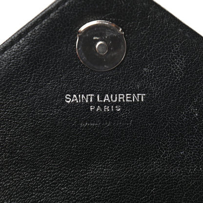 Saint Laurent Sheepskin Matelasse Chevron Monogram College Chain Wallet Black 6 of 8