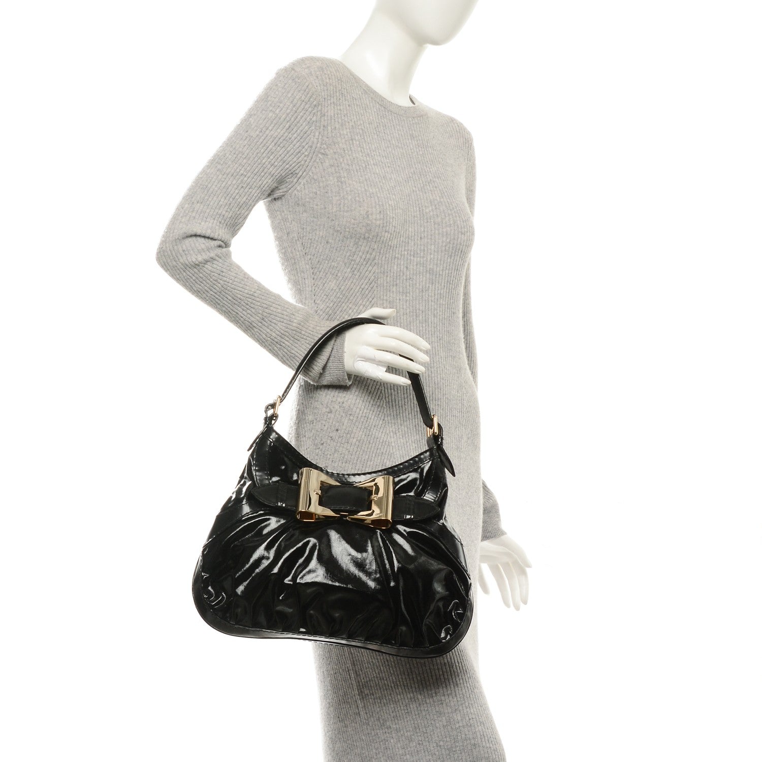 Gucci Dialux Queen Bow Hobo Black 2 of 7