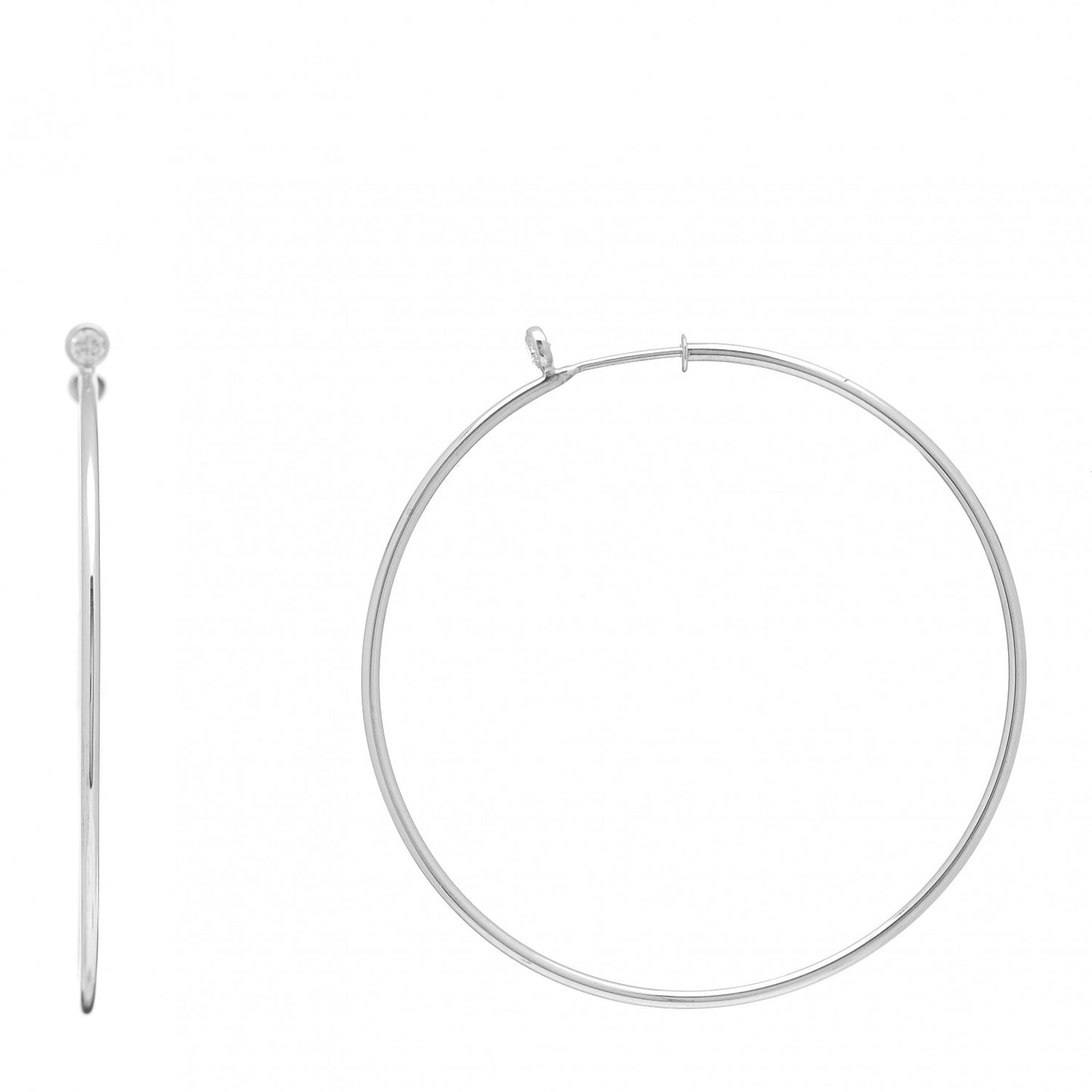 Sterling Silver Diamond Medium Elsa Peretti Hoop Earrings