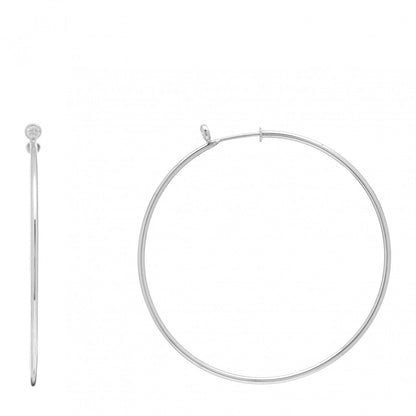 Tiffany Sterling Silver Diamond Medium Elsa Peretti Hoop Earrings 1 of 4