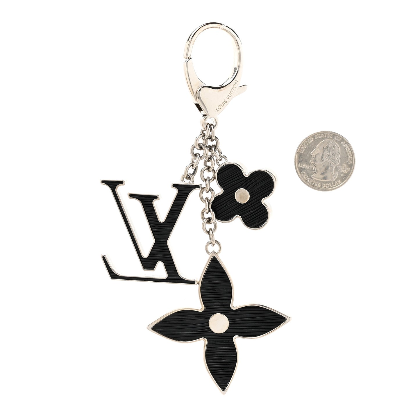 Fleur d Epi Bag Charm Key Holder Black