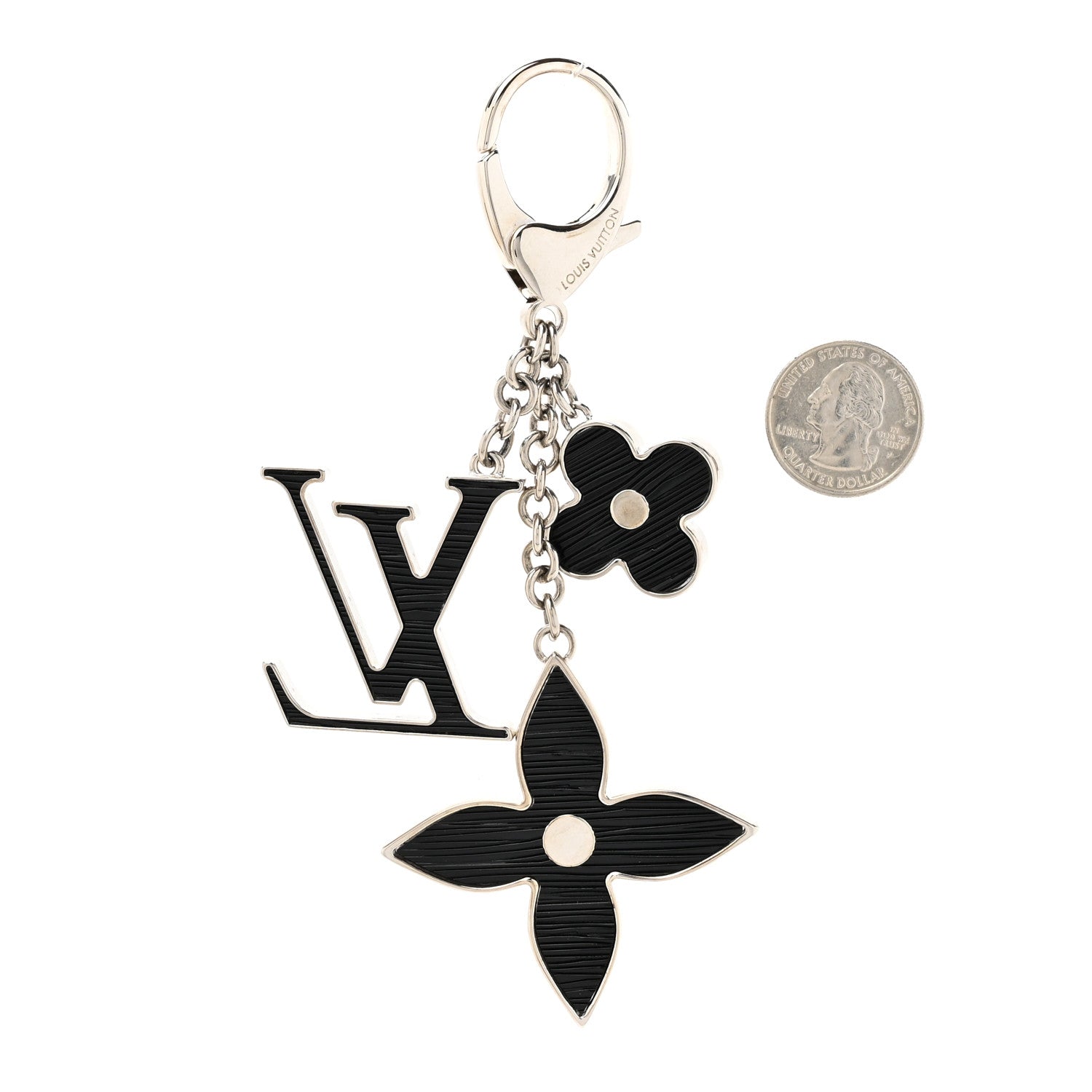 Louis Vuitton Fleur d Epi Bag Charm Key Holder Black 2 of 4